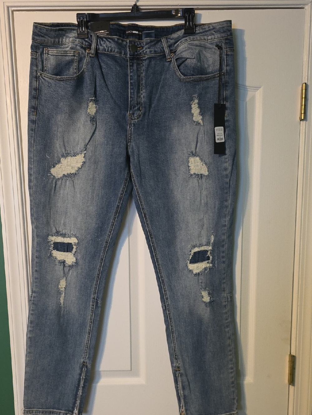 Slim Fit Distressed Men’s Jeans - Light Blue